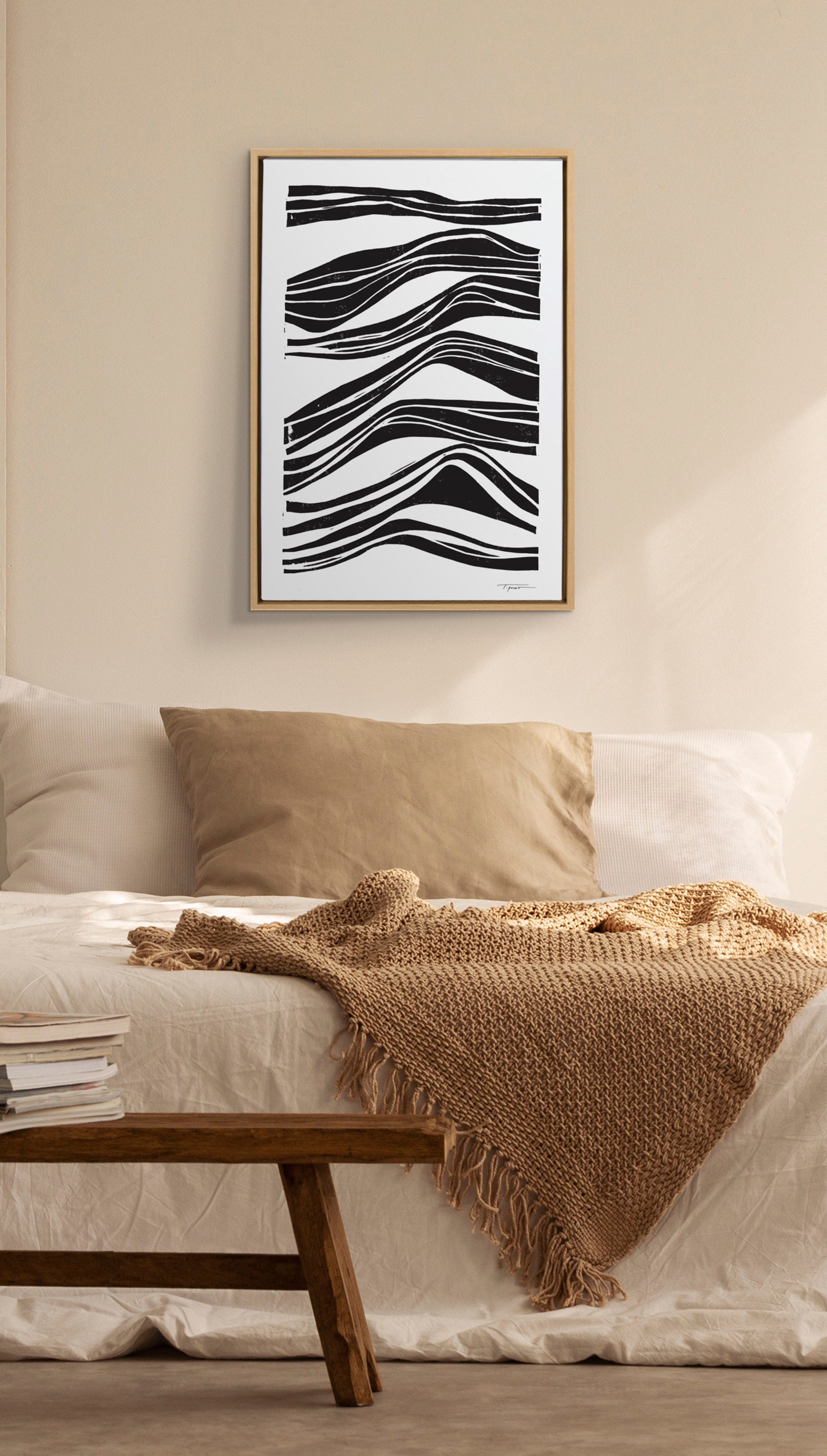 Sylvie Abstract Waves Framed Canvas by kateandlaurel - product image 4 for Resin Society