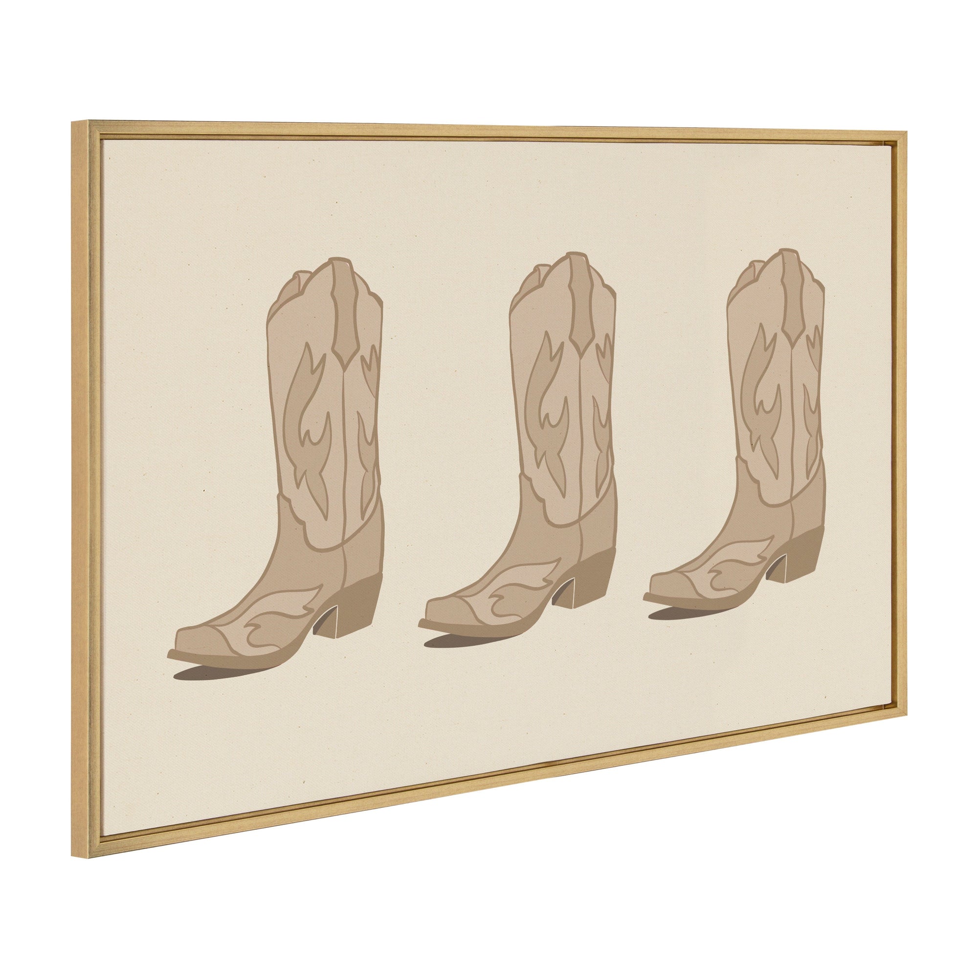 Sylvie Cowboy Boots Landscape Framed Canvas showing vibrant cowboy boots against a landscape background