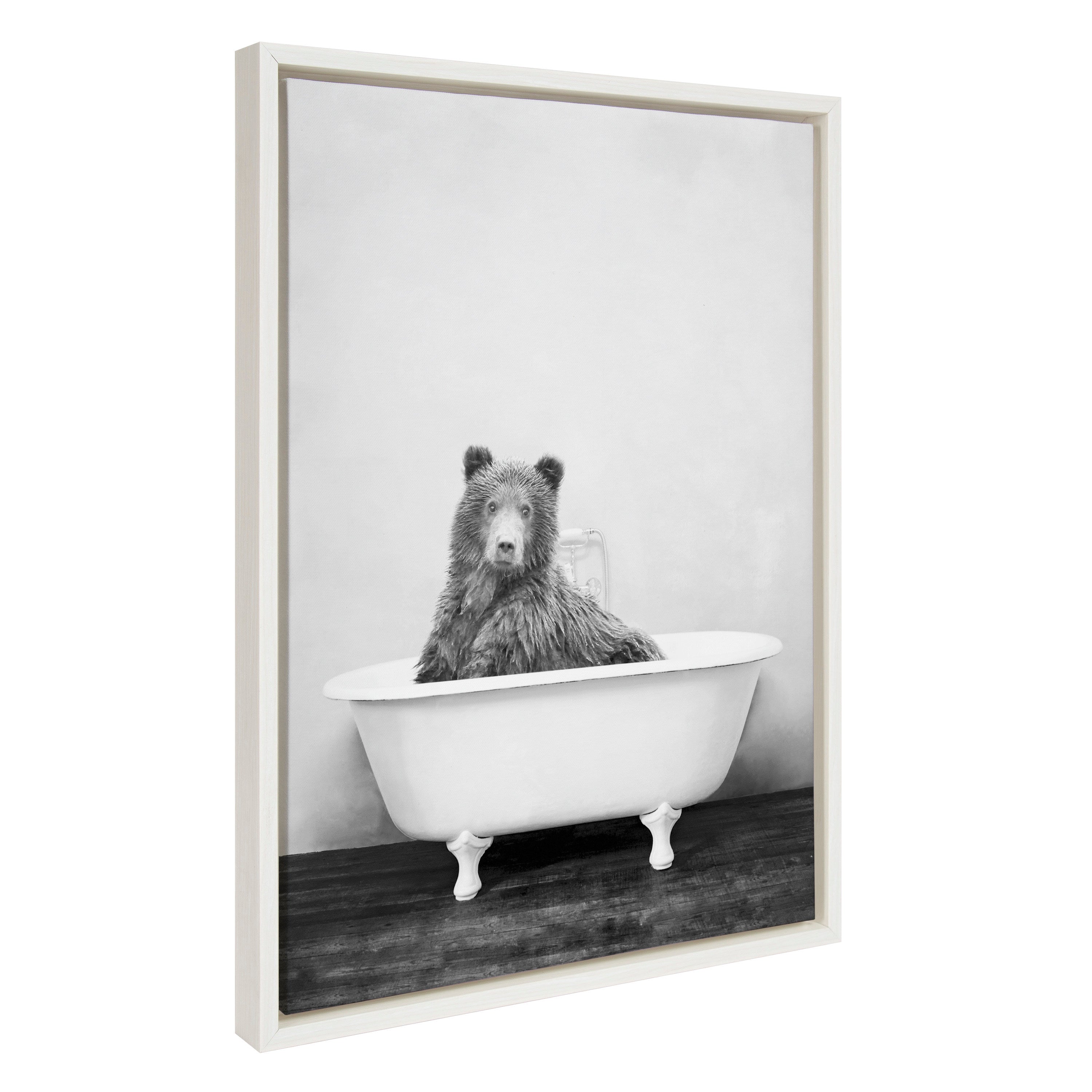 Sylvie Bear in the Tub Framed Canvas by kateandlaurel - product image 7 for Resin Society
