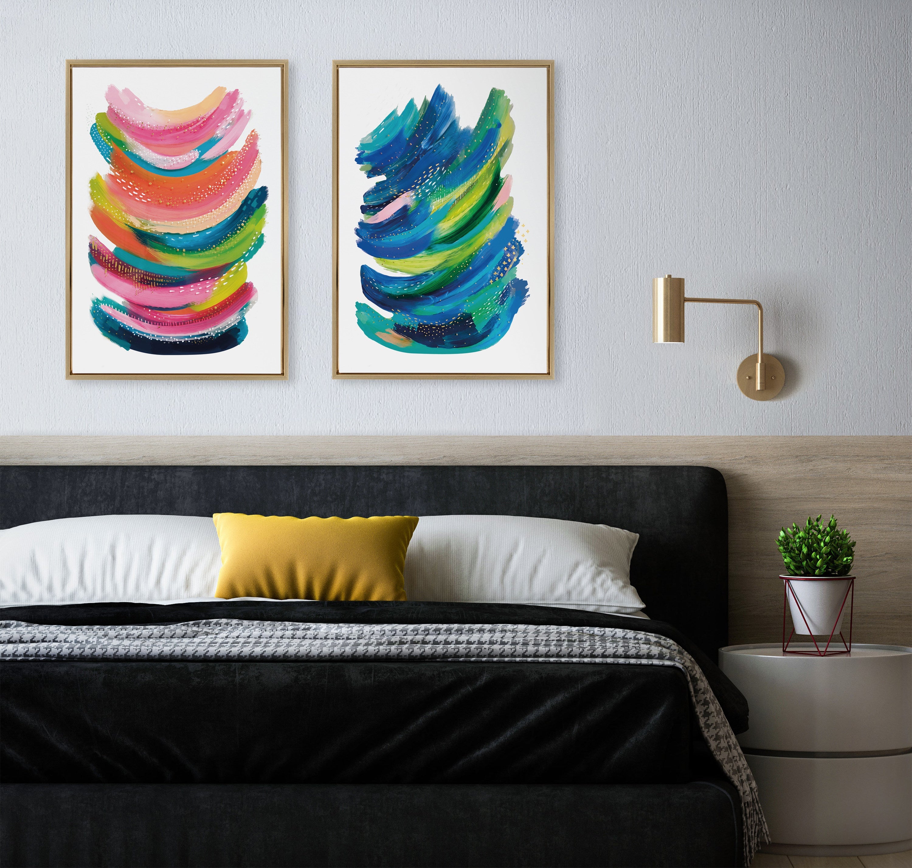 Sylvie Bright Abstract 2 Framed Canvas by kateandlaurel - product image 10 for Resin Society