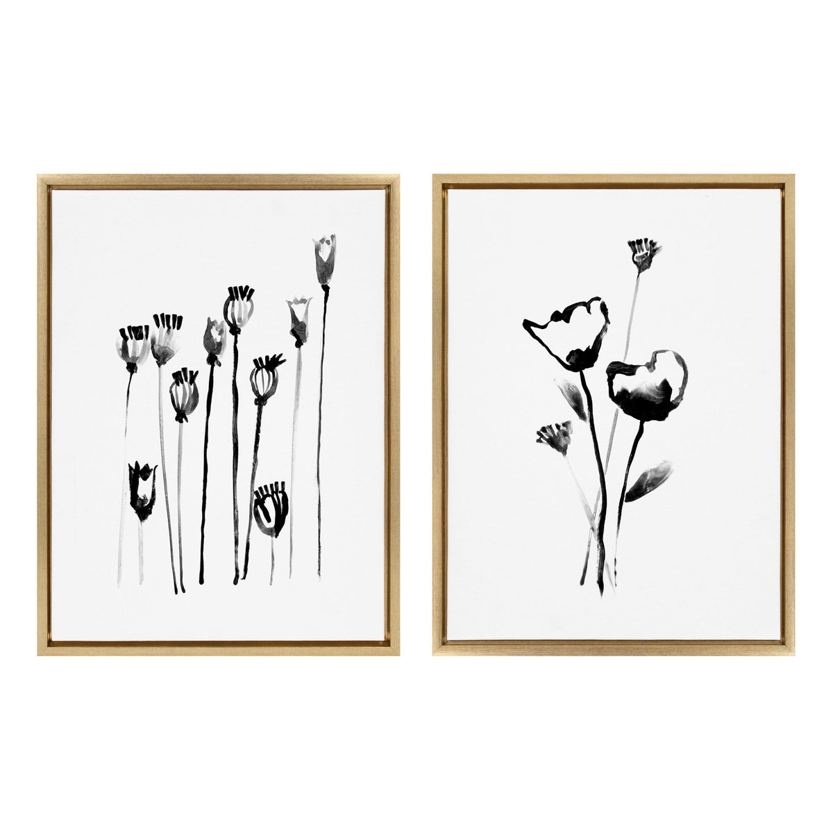Sylvie Wildflowers and Seed Pods Framed Canvas Set by kateandlaurel - main product image for Resin Society