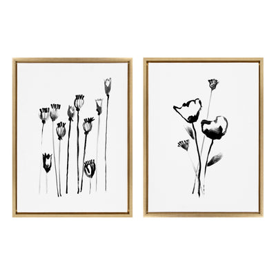 Sylvie Wildflowers and Seed Pods Framed Canvas Set by kateandlaurel - main product image for Resin Society