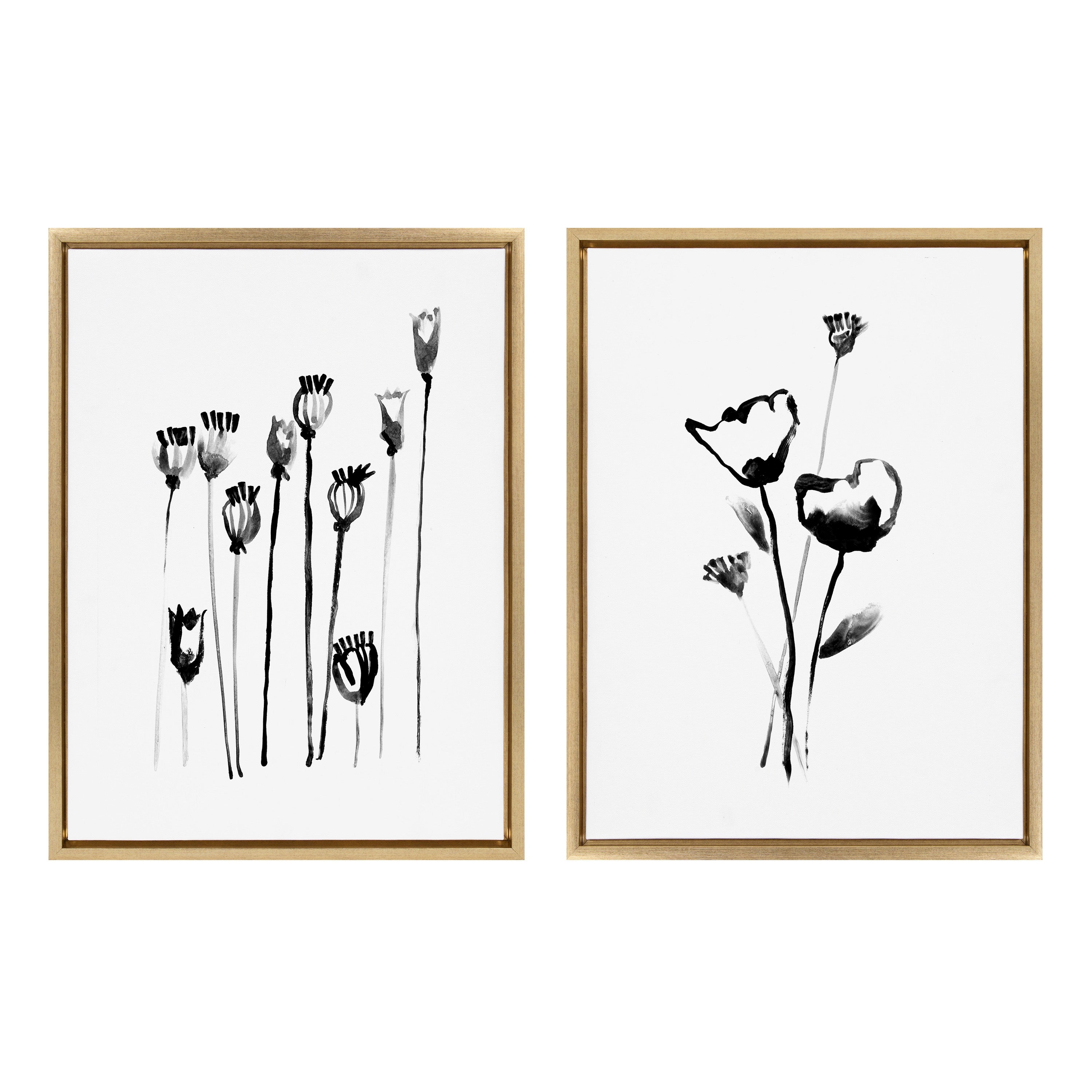 Sylvie Wildflowers and Seed Pods Framed Canvas Set by kateandlaurel - product image 7 for Resin Society