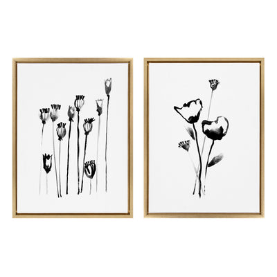 Sylvie Wildflowers and Seed Pods Framed Canvas Set by kateandlaurel - product image 7 for Resin Society