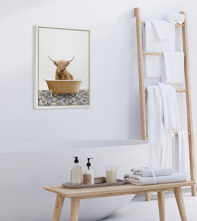 Sylvie Highland Cow In Mediterranean Bath Framed Canvas by kateandlaurel - product image 10 for Resin Society