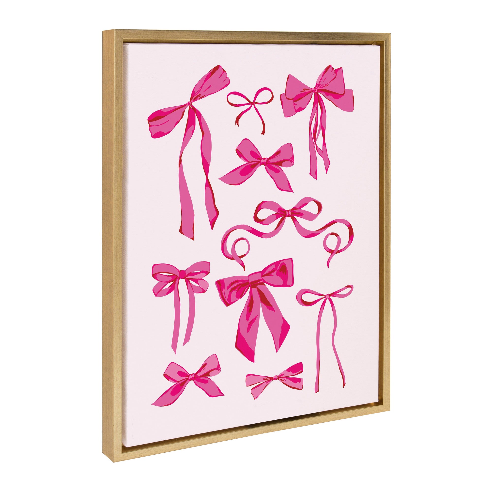 Sylvie Pink Bows Framed Canvas by Honey Island Studio