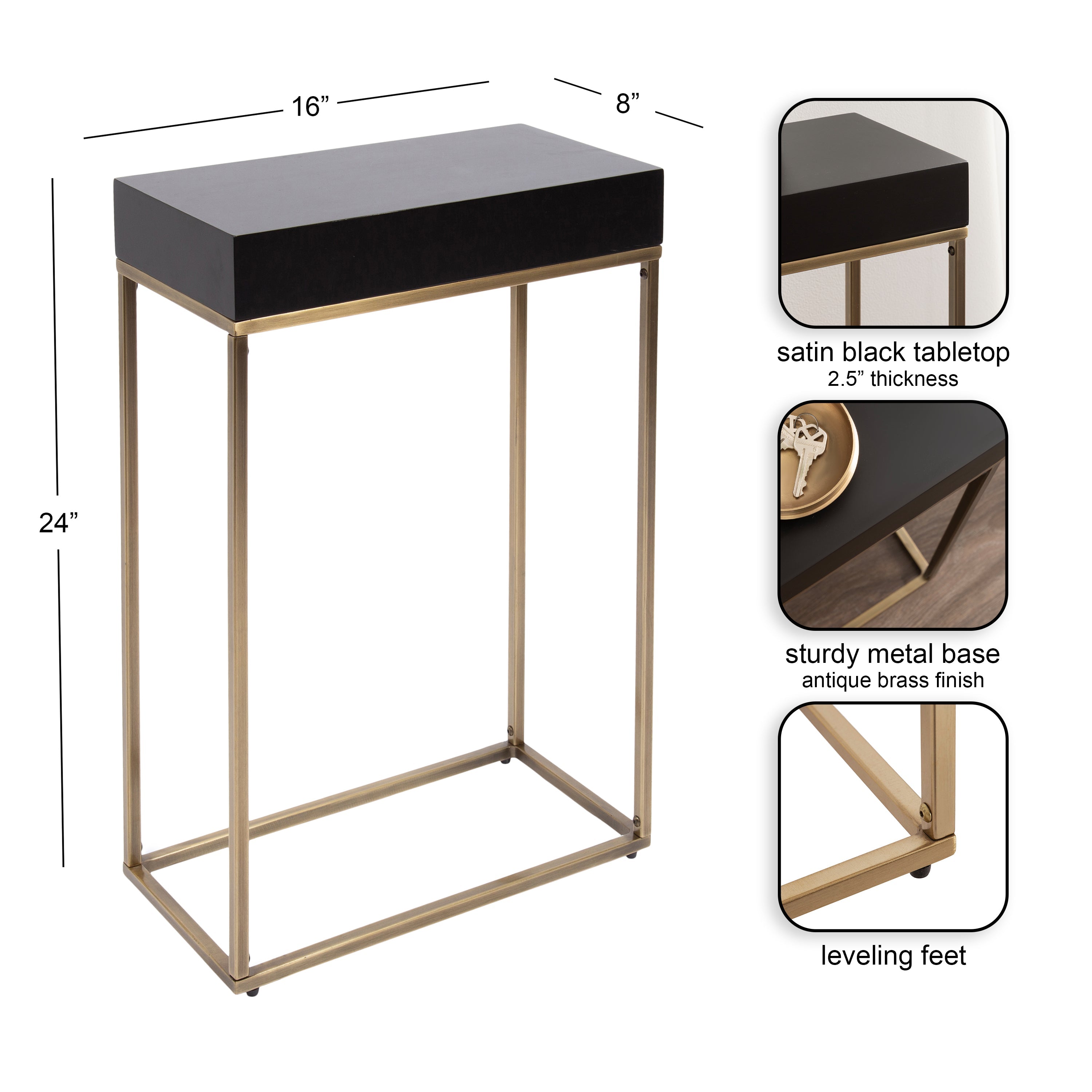 Karlsen Wood and Metal Slim Side Table