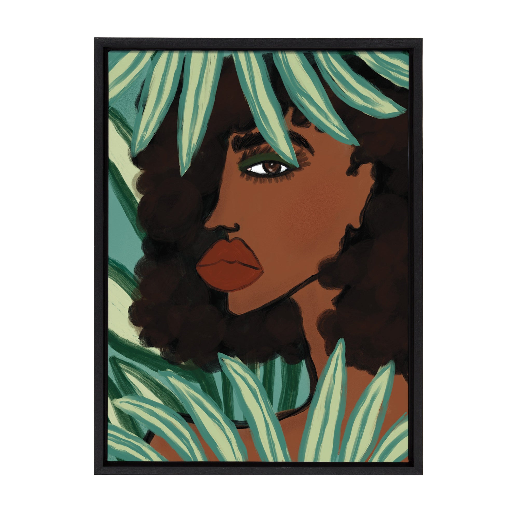 Sylvie Lady in the Jungle Framed Canvas by kateandlaurel - main product image for Resin Society