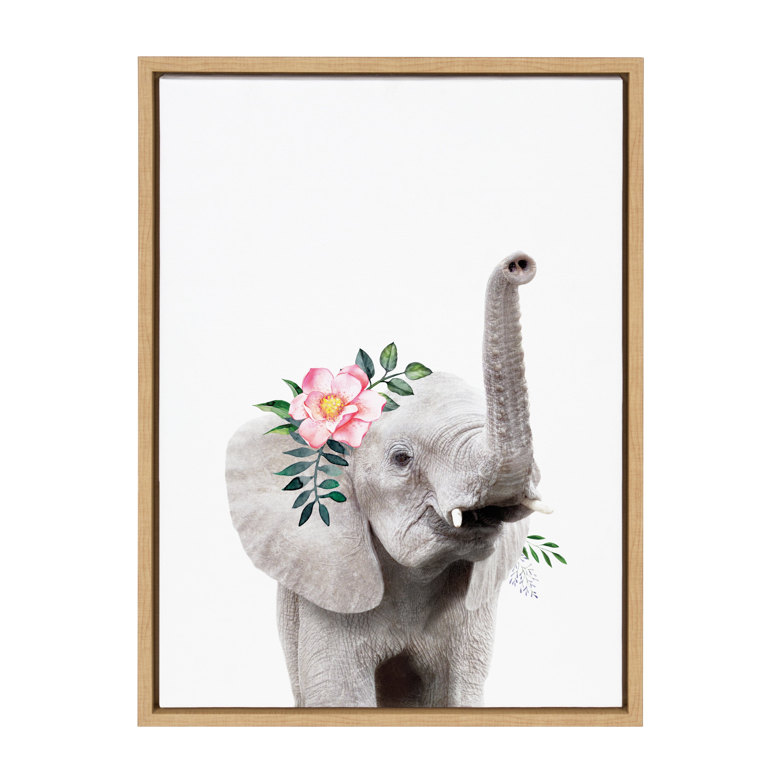 Sylvie Flower Crown Elephant Framed Canvas by Amy Peterson Art Studio