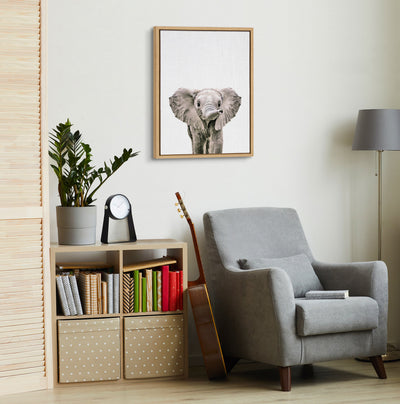 Sylvie Baby Elephant Color Framed Canvas by kateandlaurel - product image 4 for Resin Society