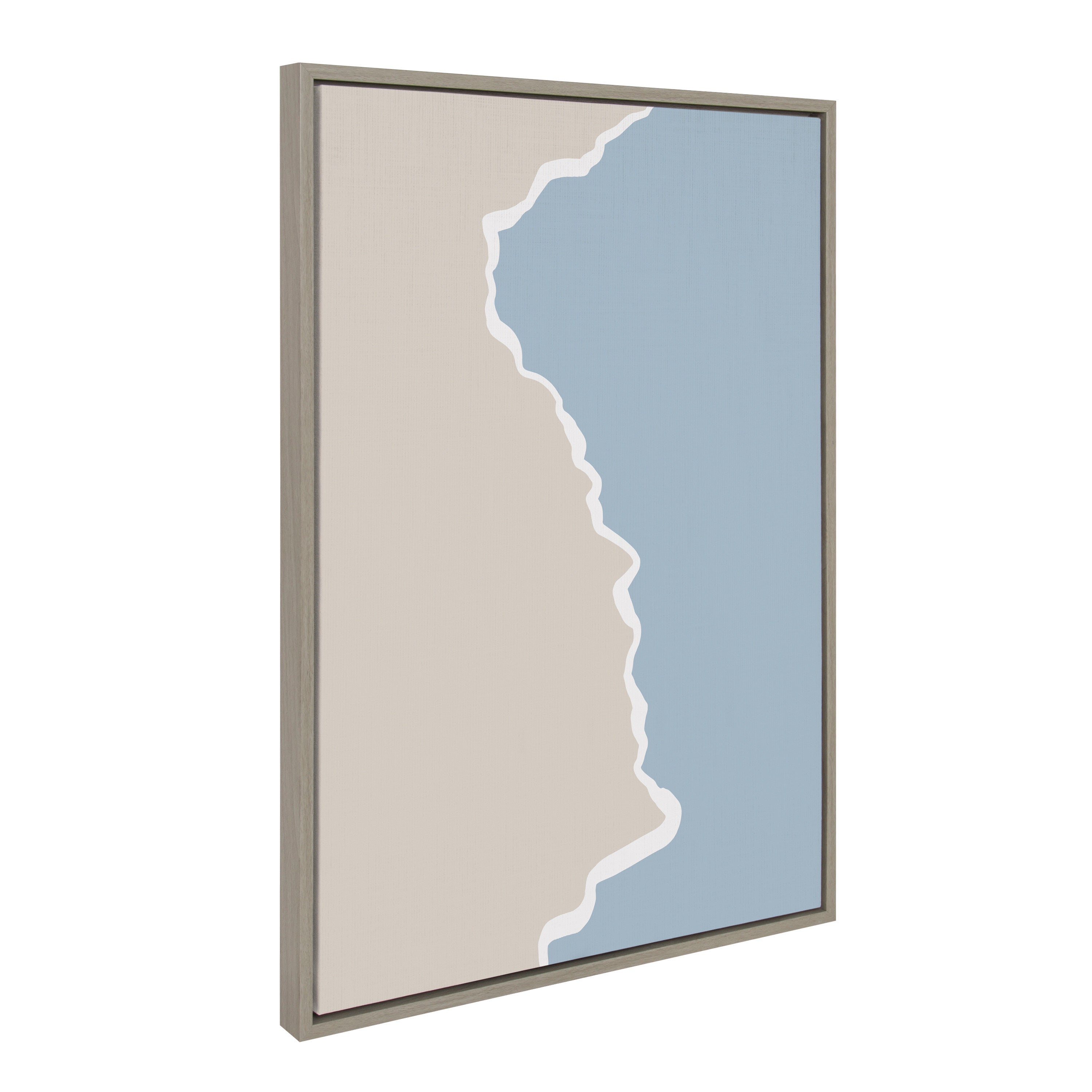 Sylvie Muted Abstract Landscape Beige and Blue Framed Canvas by kateandlaurel - product image 7 for Resin Society