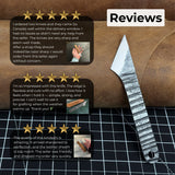 Hand-forged Kiridashi knife with razor-sharp carbon steel blade and leather sheath