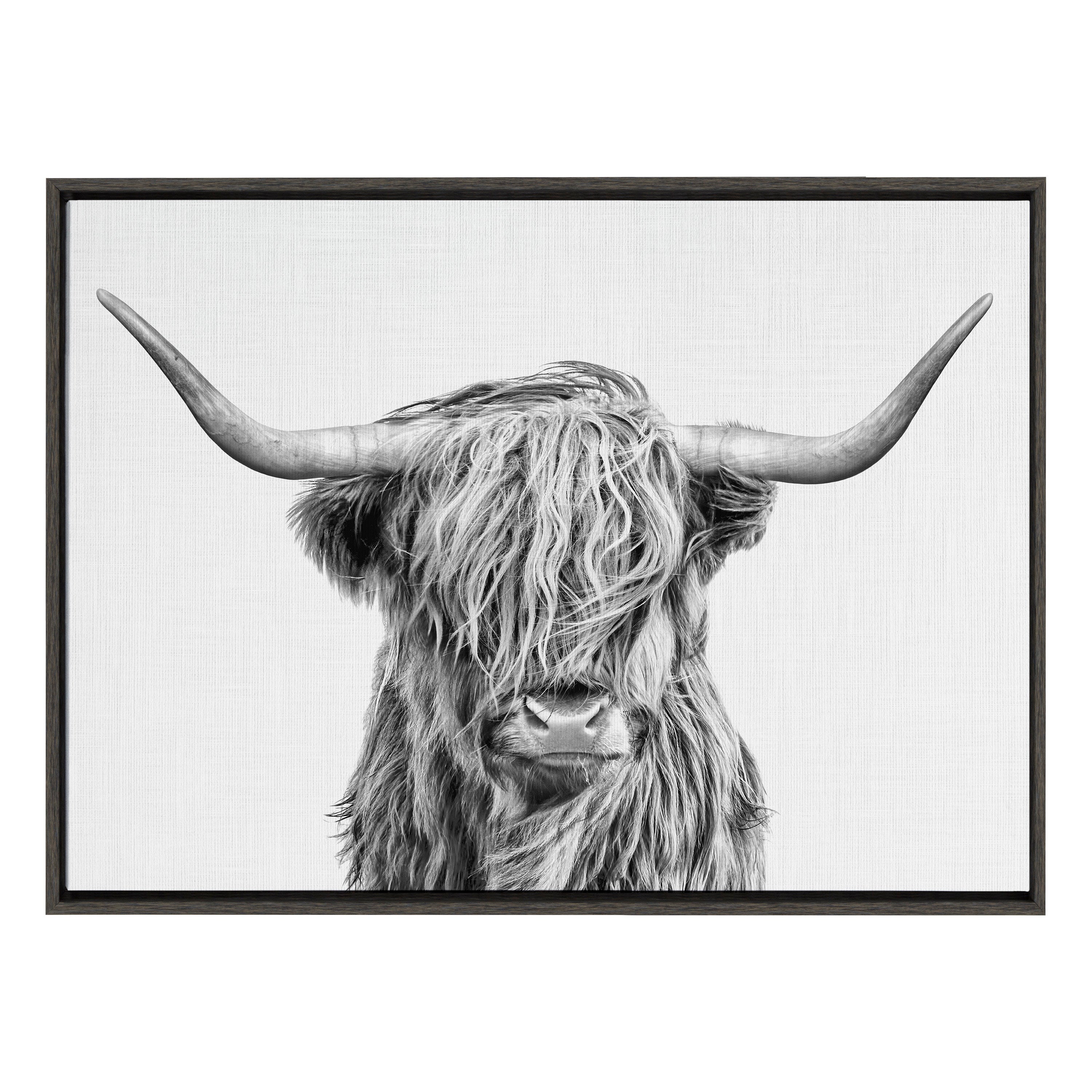 Sylvie Highland Cow 2 Framed Canvas by kateandlaurel - product image 14 for Resin Society