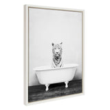 Sylvie White Tiger in The Bathtub Framed Canvas by Amy Peterson by kateandlaurel - product image 10 for Resin Society