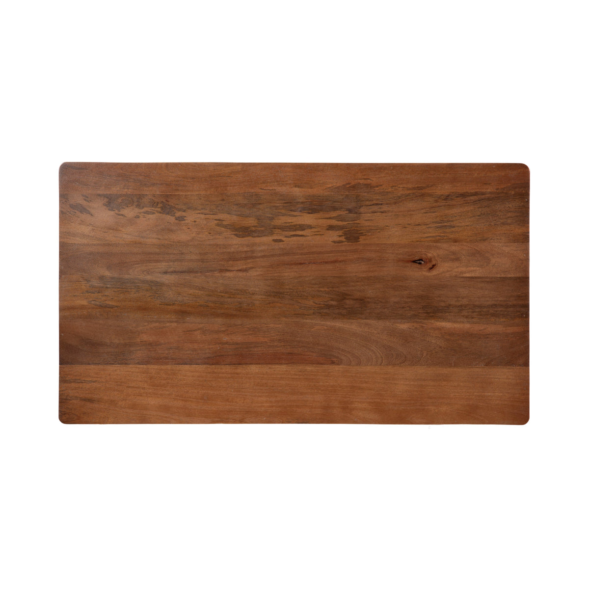 Rectangular wooden table top with smooth finish and natural warm brown grain variations, shown from above against a white background.
