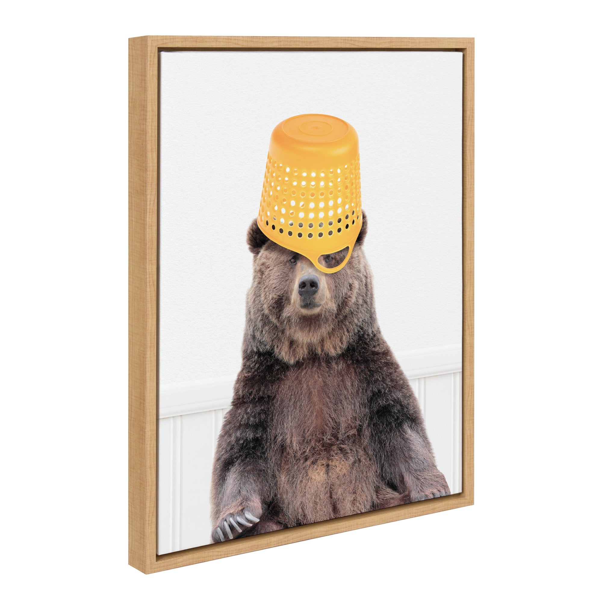 Sylvie Basket Case Bear Framed Canvas by kateandlaurel - main product image for Resin Society