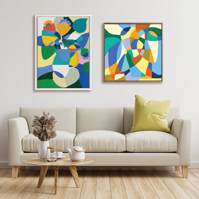 Sylvie Beaded TR Begonia Po Framed Canvas by Teresa Rego