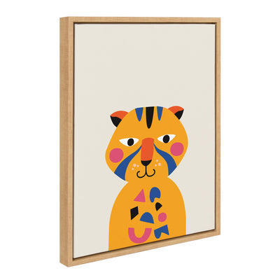 Sylvie Mid Century Modern Baby Tiger Framed Canvas by kateandlaurel - product image 2 for Resin Society