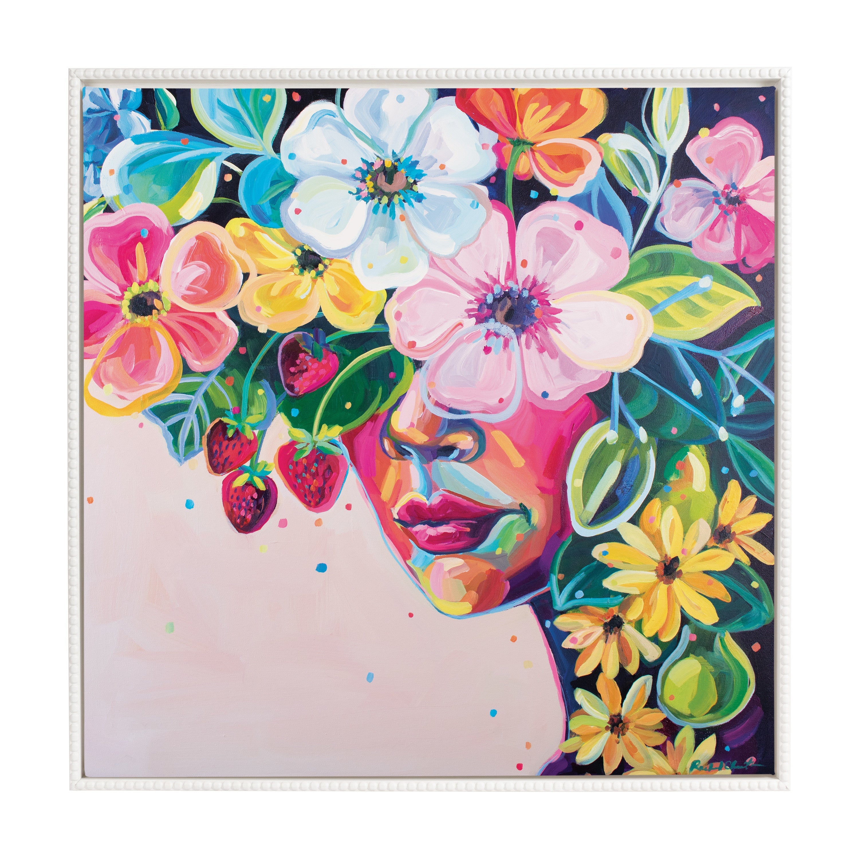 Sylvie Beaded She Was Thoughtful and Kind Framed Canvas by Rachel Christopoulos