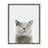 Framed Sylvie Smiling Cat canvas artwork with a modern floating frame