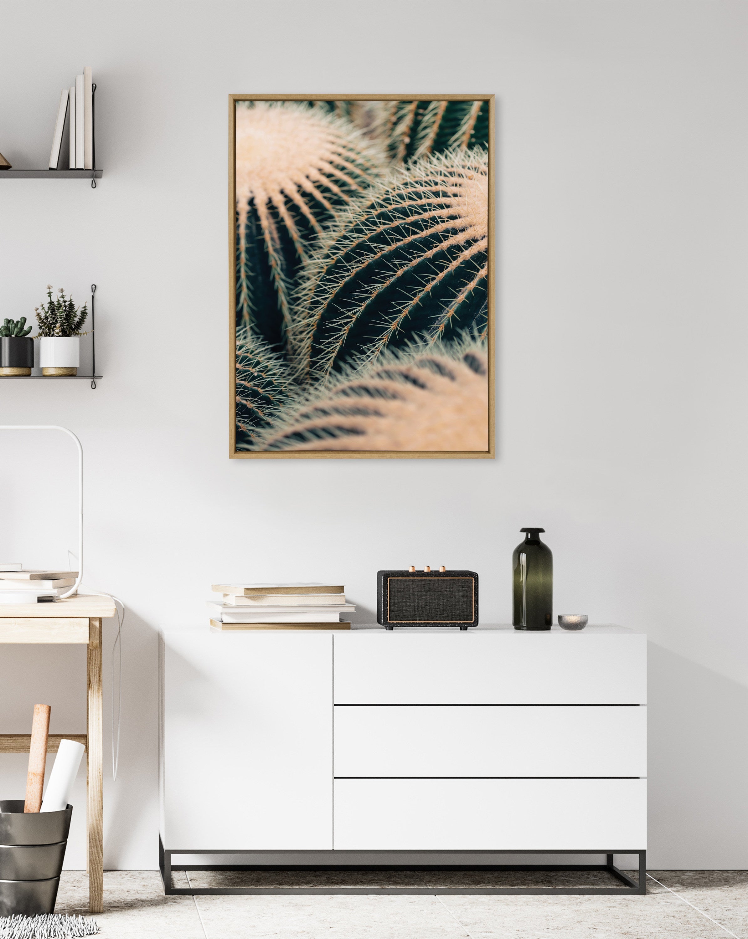 Sylvie Barrel Cactus Framed Canvas by Alicia Bock