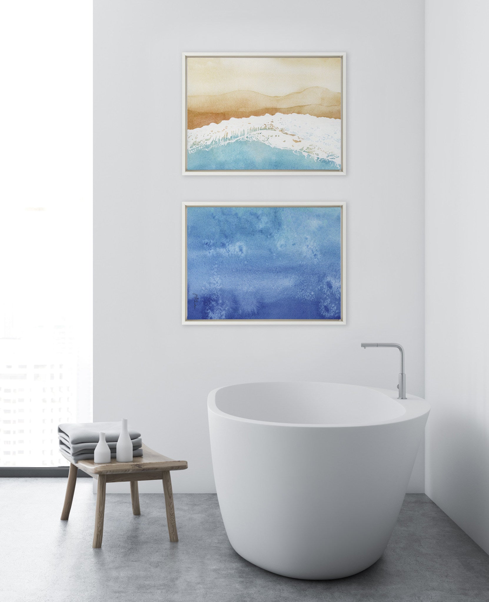 Sylvie Ocean Wake 1 and 2 Framed Canvas by kateandlaurel - product image 6 for Resin Society
