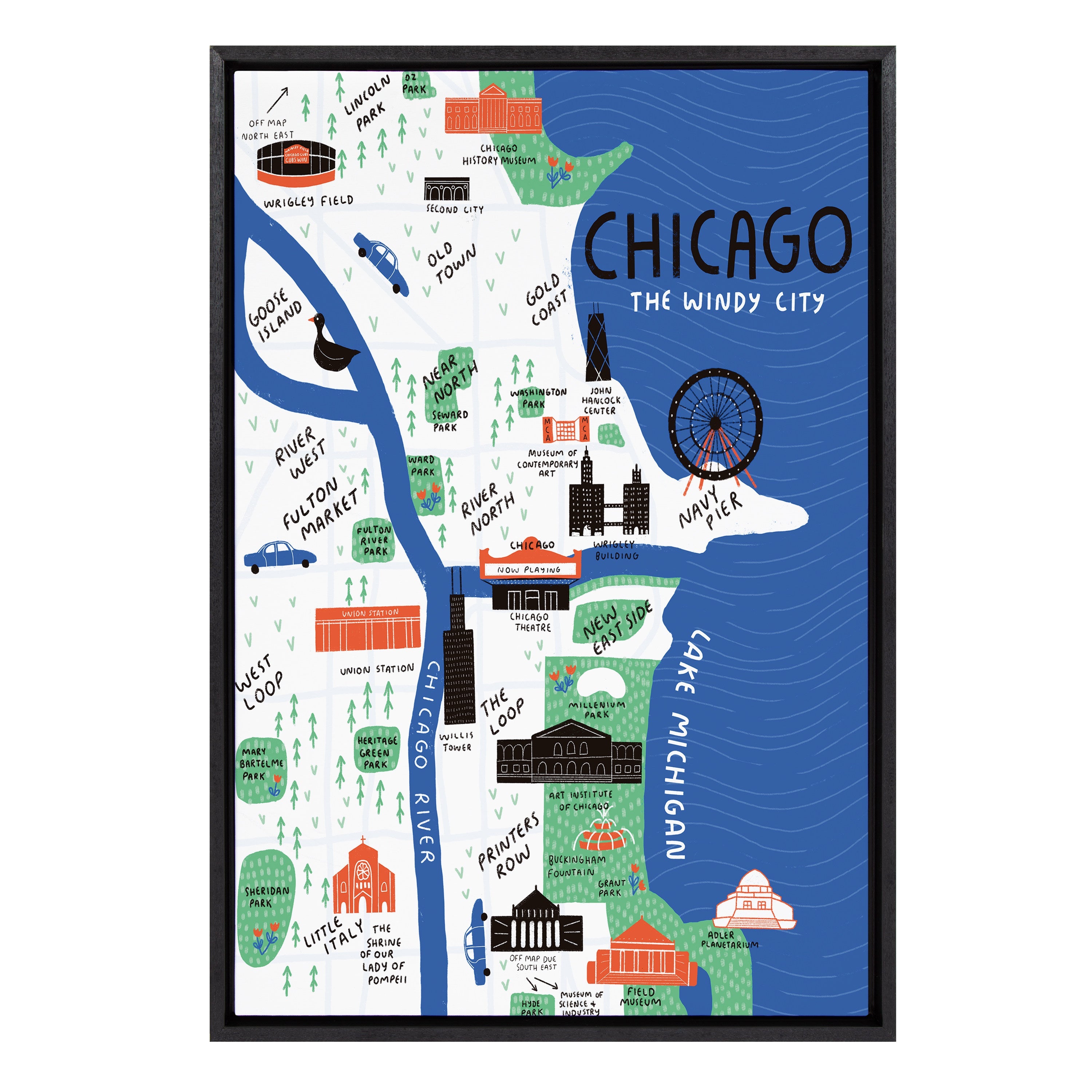 Sylvie Chicago Illustration Framed Canvas by kateandlaurel - product image 8 for Resin Society