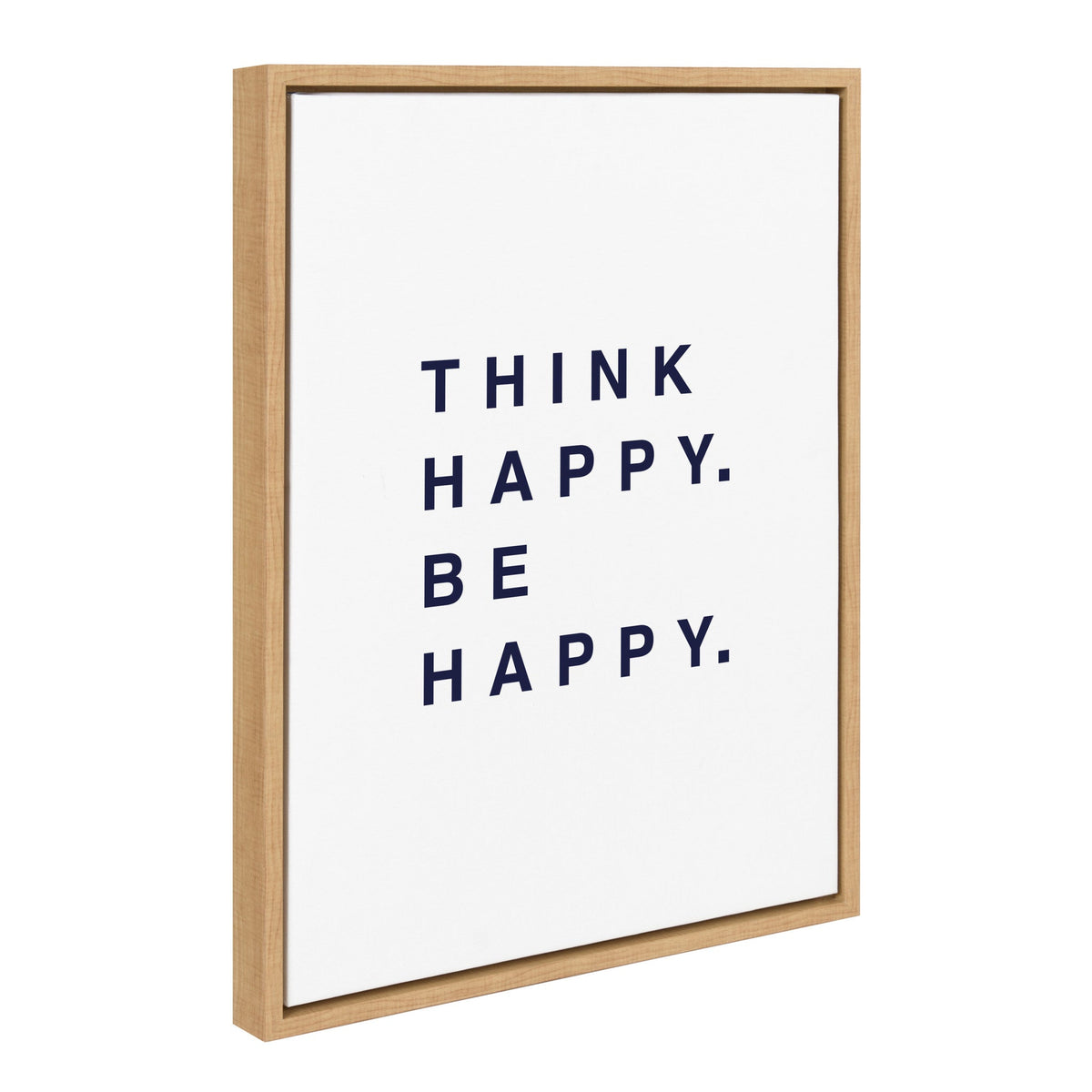 Sylvie Think Happy Be Happy Blue Framed Canvas by kateandlaurel - product image 2 for Resin Society