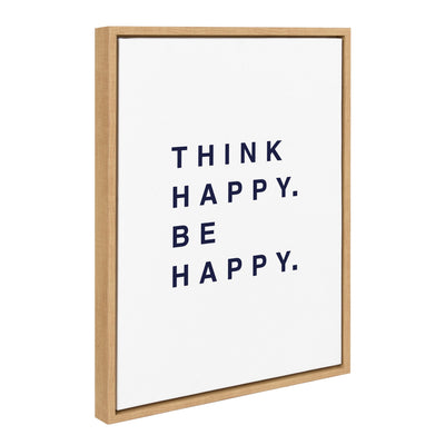 Sylvie Think Happy Be Happy Blue Framed Canvas by kateandlaurel - product image 2 for Resin Society