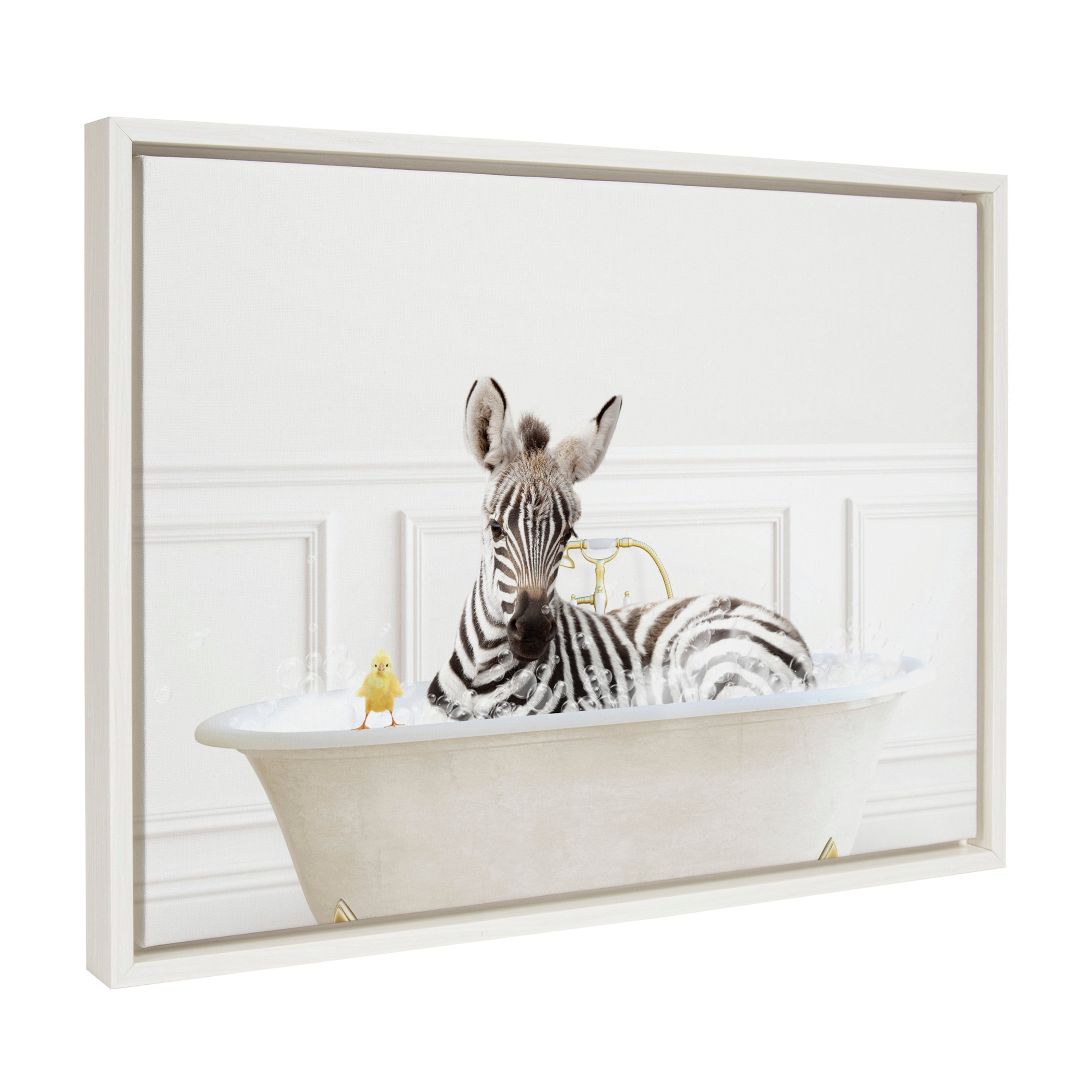 Sylvie Zebra In Bubble Bath Neutral Style Framed Canvas by kateandlaurel - product image 7 for Resin Society
