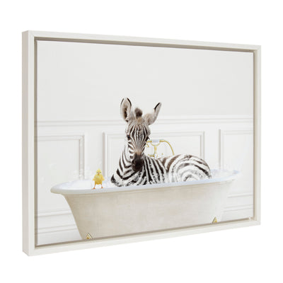 Sylvie Zebra In Bubble Bath Neutral Style Framed Canvas by kateandlaurel - product image 7 for Resin Society