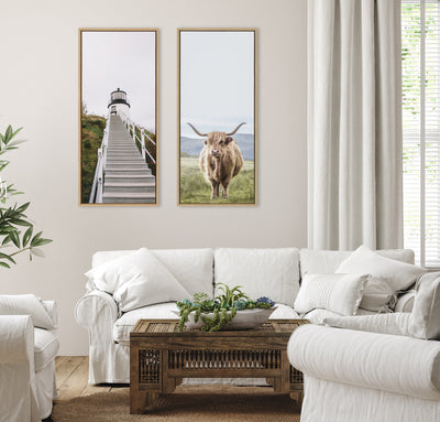 Sylvie Highland Cow Mountain Landscape Framed Canvas by The Creative by kateandlaurel - product image 4 for Resin Society