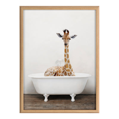 Blake Giraffe 2 in Tub Color Framed Printed Glass by kateandlaurel - product image 2 for Resin Society