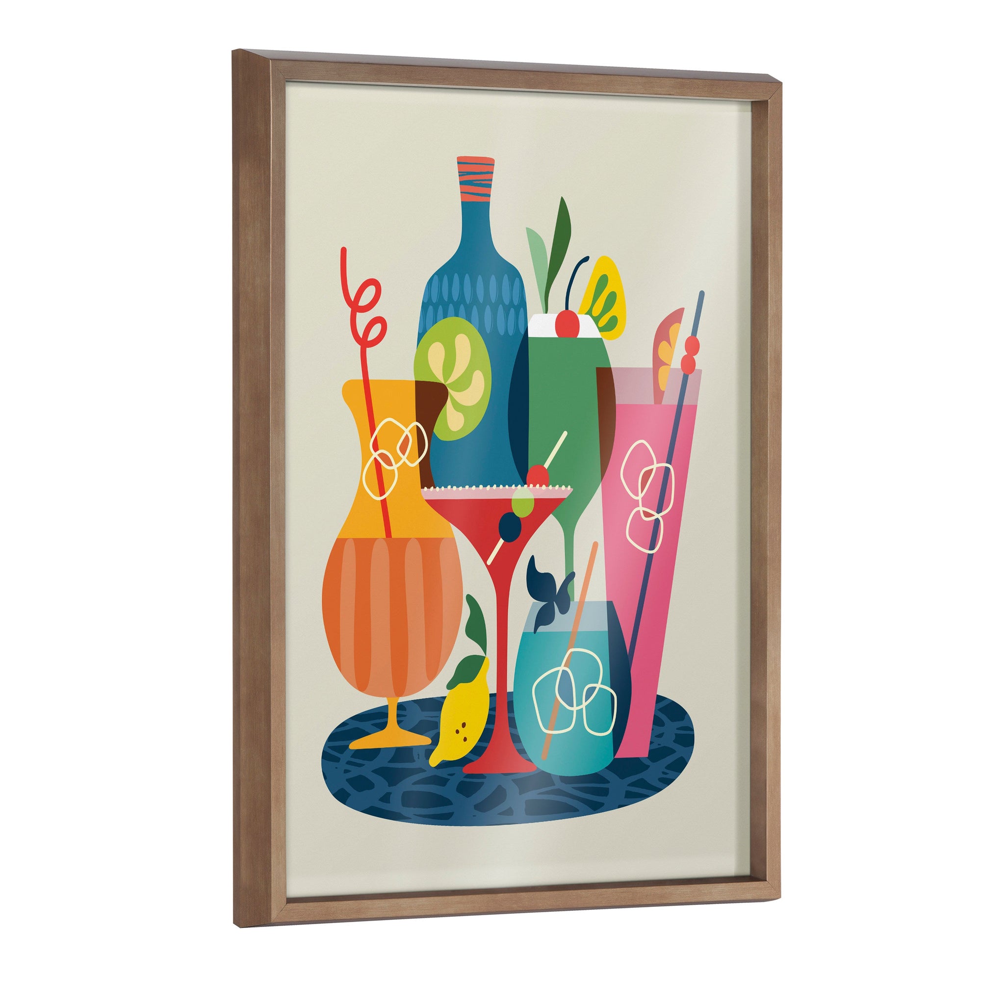 Blake Mid Century Modern Cocktails Framed Printed Glass by kateandlaurel - product image 7 for Resin Society