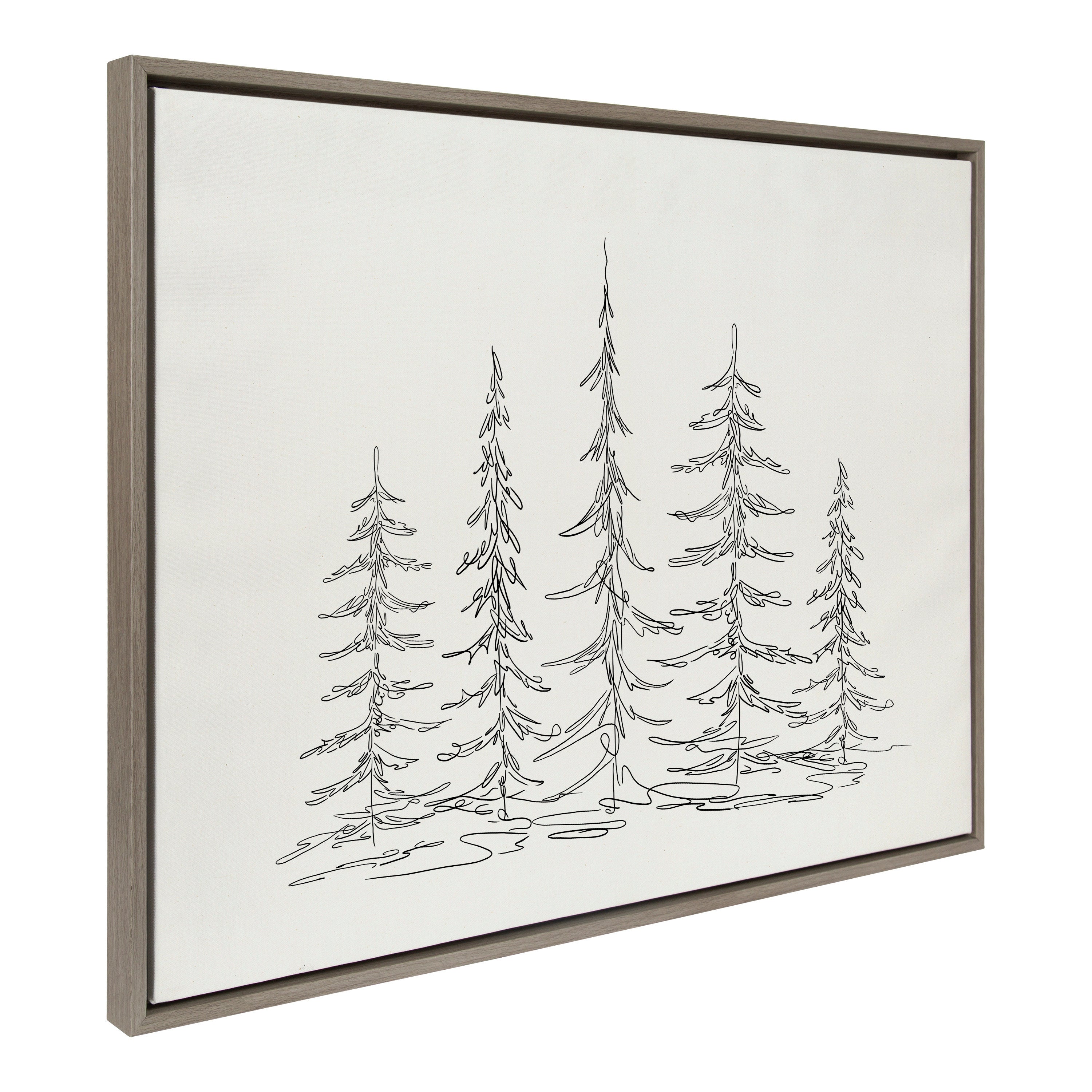 Sylvie Minimalist Evergreen Trees Sketch Framed Canvas by kateandlaurel - product image 17 for Resin Society