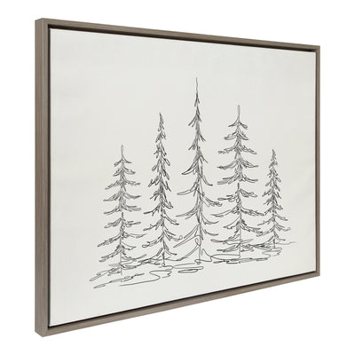 Sylvie Minimalist Evergreen Trees Sketch Framed Canvas by kateandlaurel - product image 17 for Resin Society