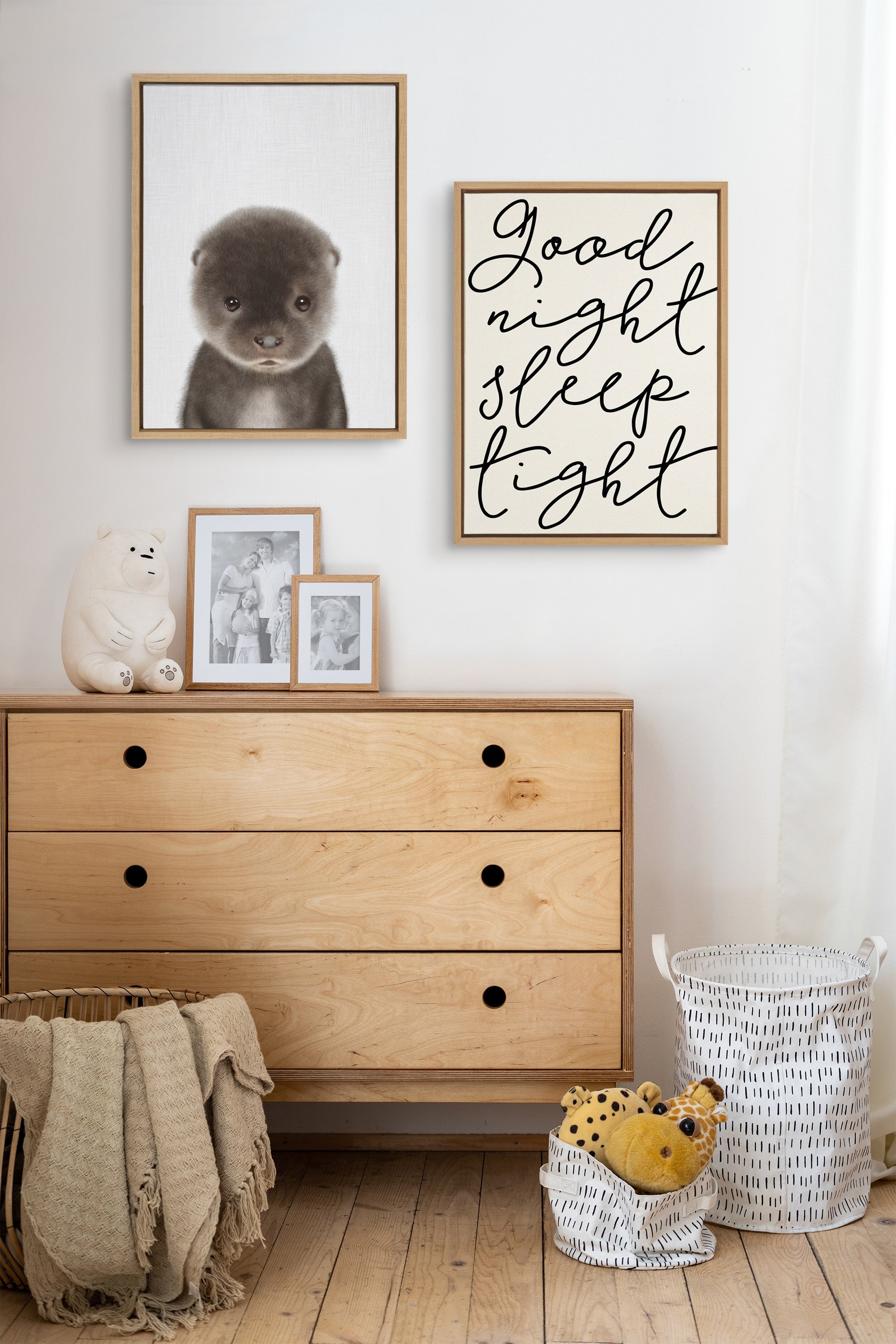 Sylvie Baby Otter Color Illustration Framed Canvas by kateandlaurel - product image 11 for Resin Society