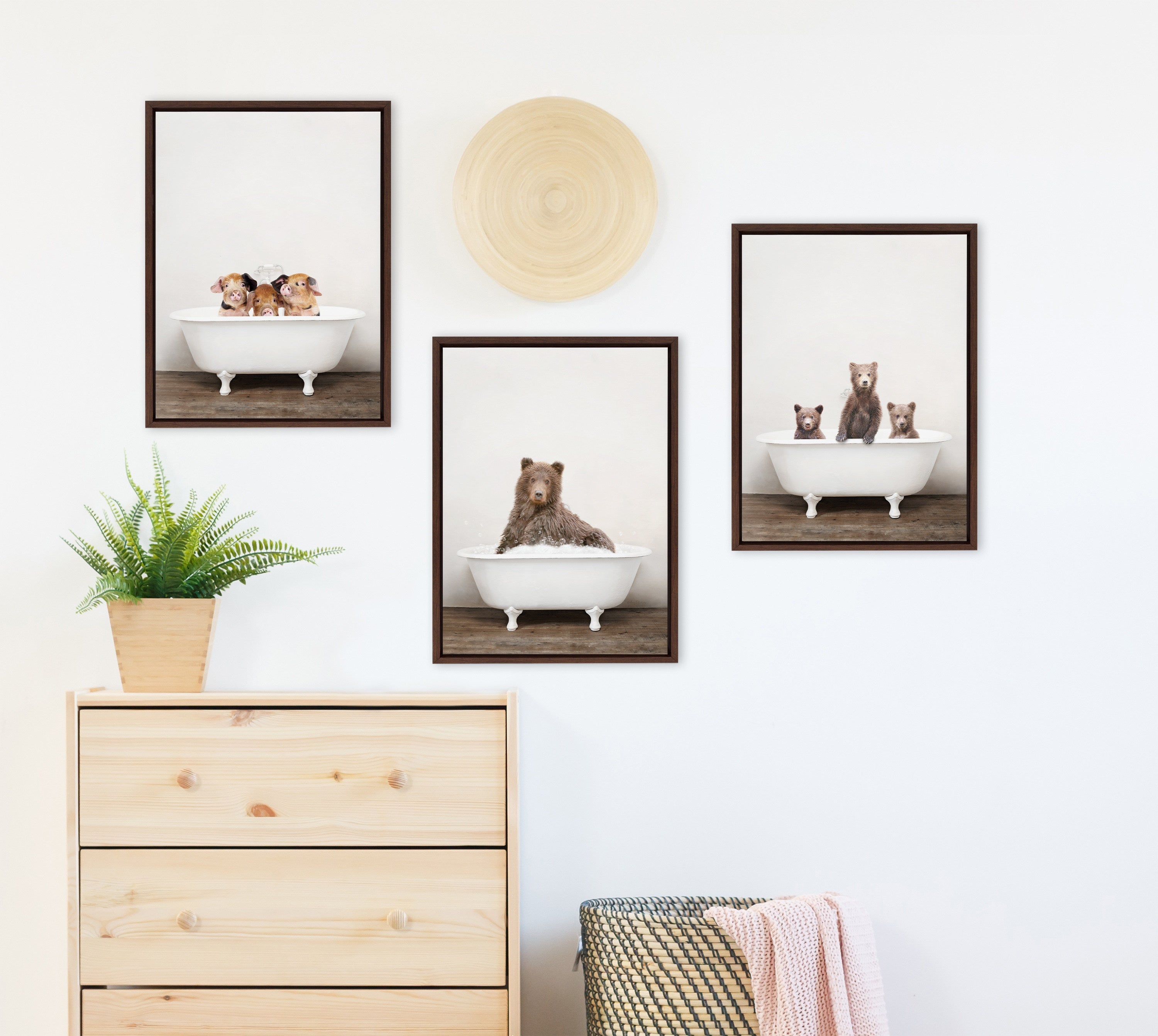 Sylvie Three Little Bears in Vintage Bathtub Framed Canvas by kateandlaurel - product image 17 for Resin Society