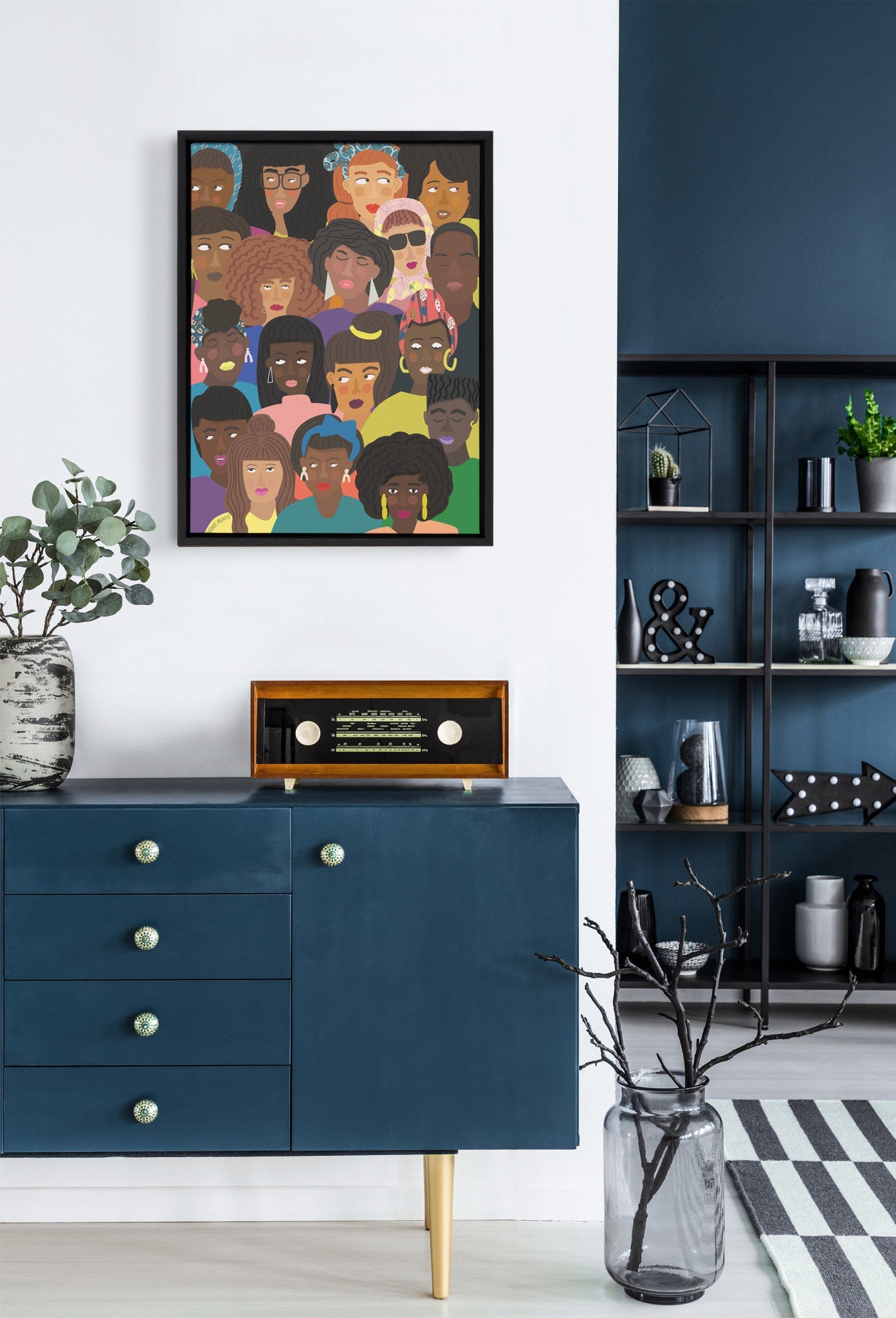 Sylvie Black People United Framed Canvas by kateandlaurel - product image 7 for Resin Society