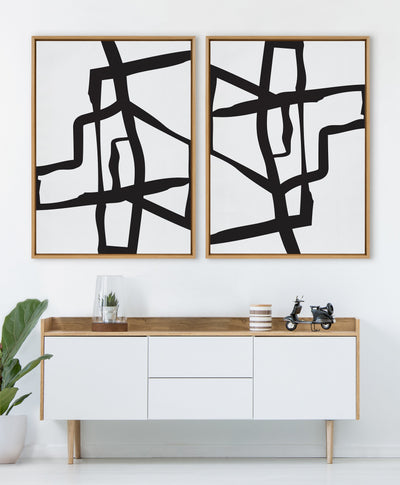 Sylvie Bold Sophisticated Abstract Black Stroke Framed Canvas by kateandlaurel - product image 5 for Resin Society