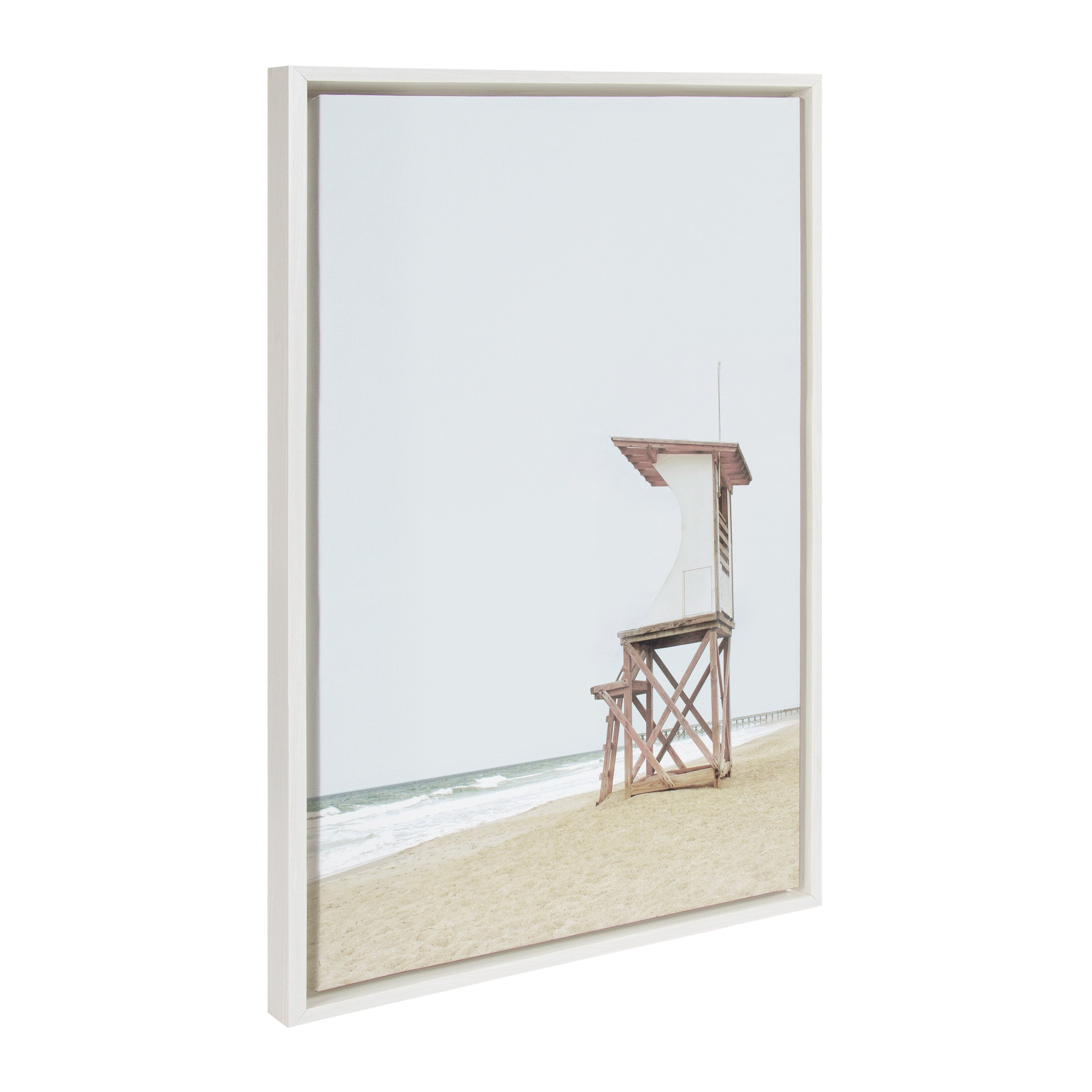 Sylvie Wood Ocean Beach Lifeguard Tower Framed Canvas by kateandlaurel - product image 2 for Resin Society