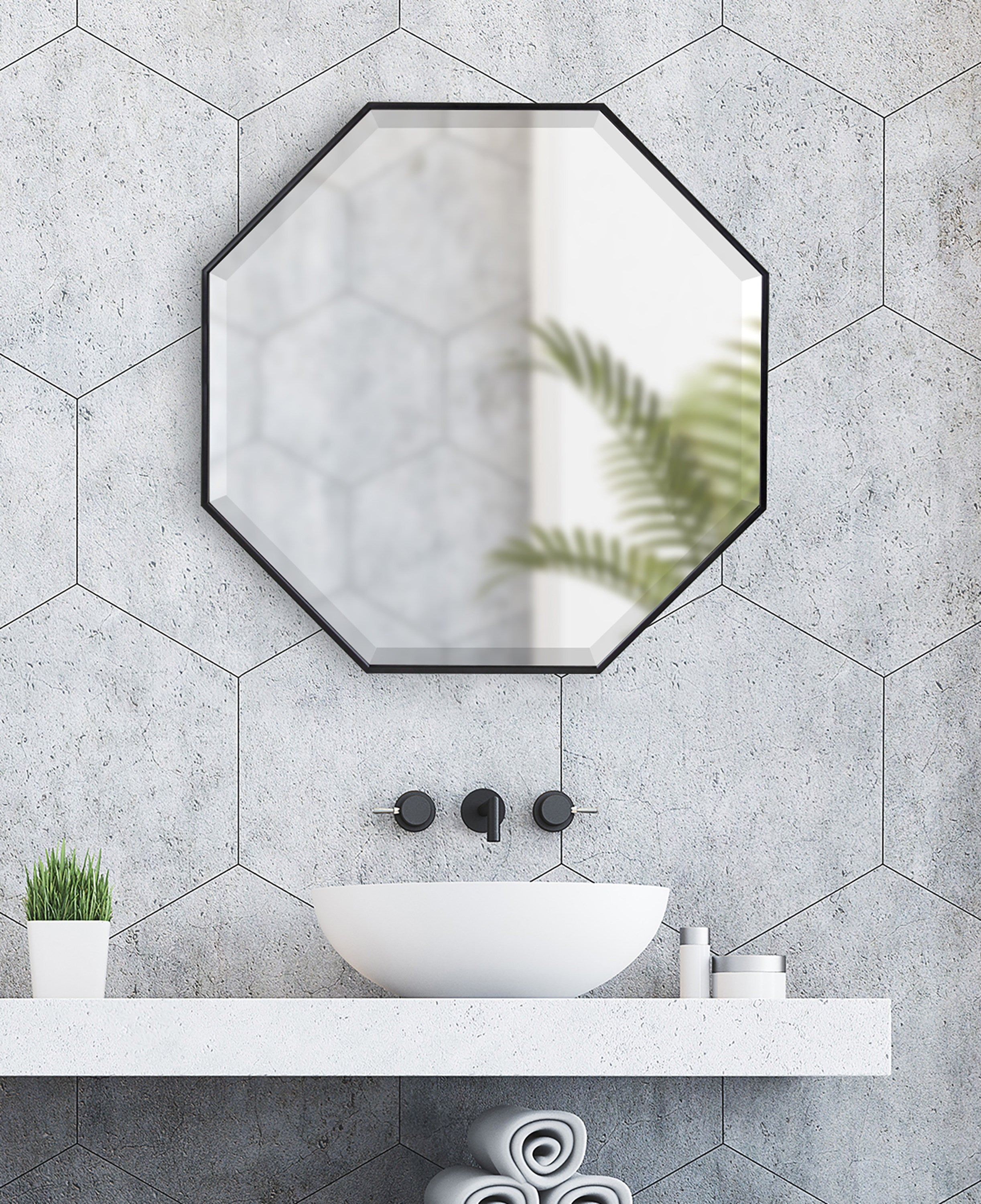 Rhodes Framed Octagon Wall Mirror by kateandlaurel - product image 12 for Resin Society