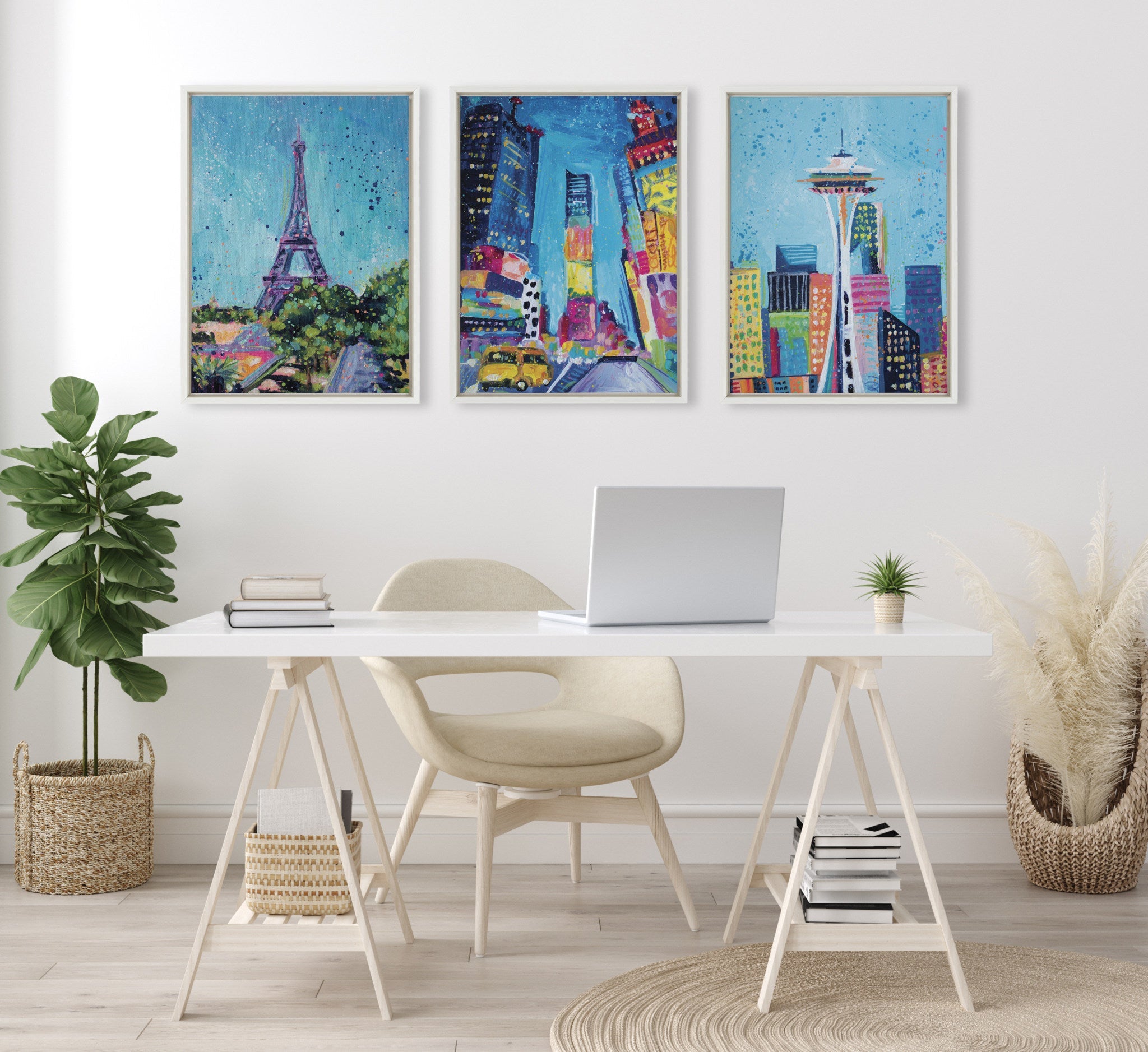 Sylvie Time Square Study No 4 Framed Canvas by Rachel Christopoulos by kateandlaurel - product image 6 for Resin Society