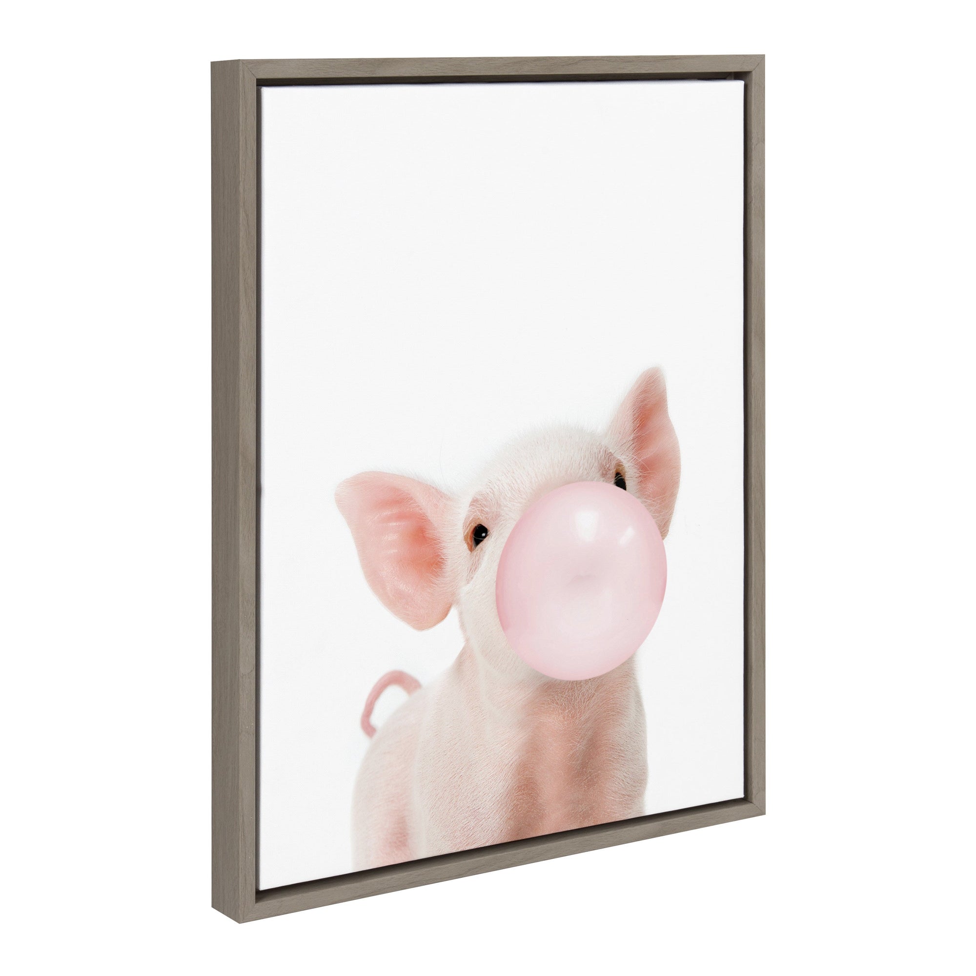 Sylvie Bubble Gum Piglet Framed Canvas by Amy Peterson Art Studio by kateandlaurel - main product image for Resin Society