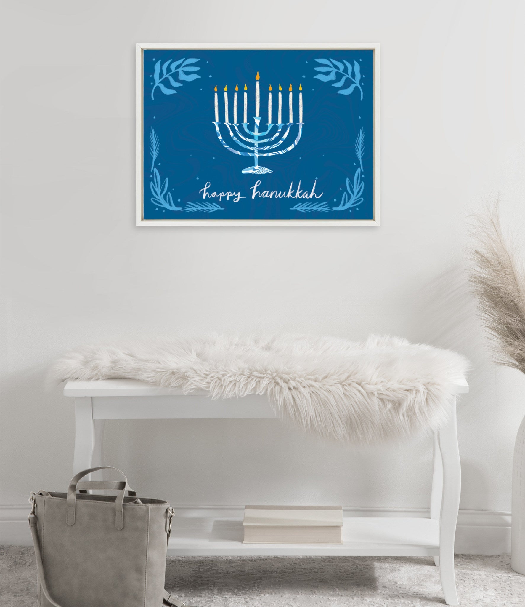 Sylvie Happy Hanukkah Framed Canvas by Jessi Raulet of Ettavee