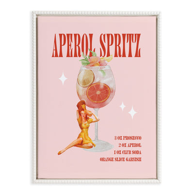 Sylvie Beaded Aperol Spritz Pinup Framed Canvas by Alli Standefer
