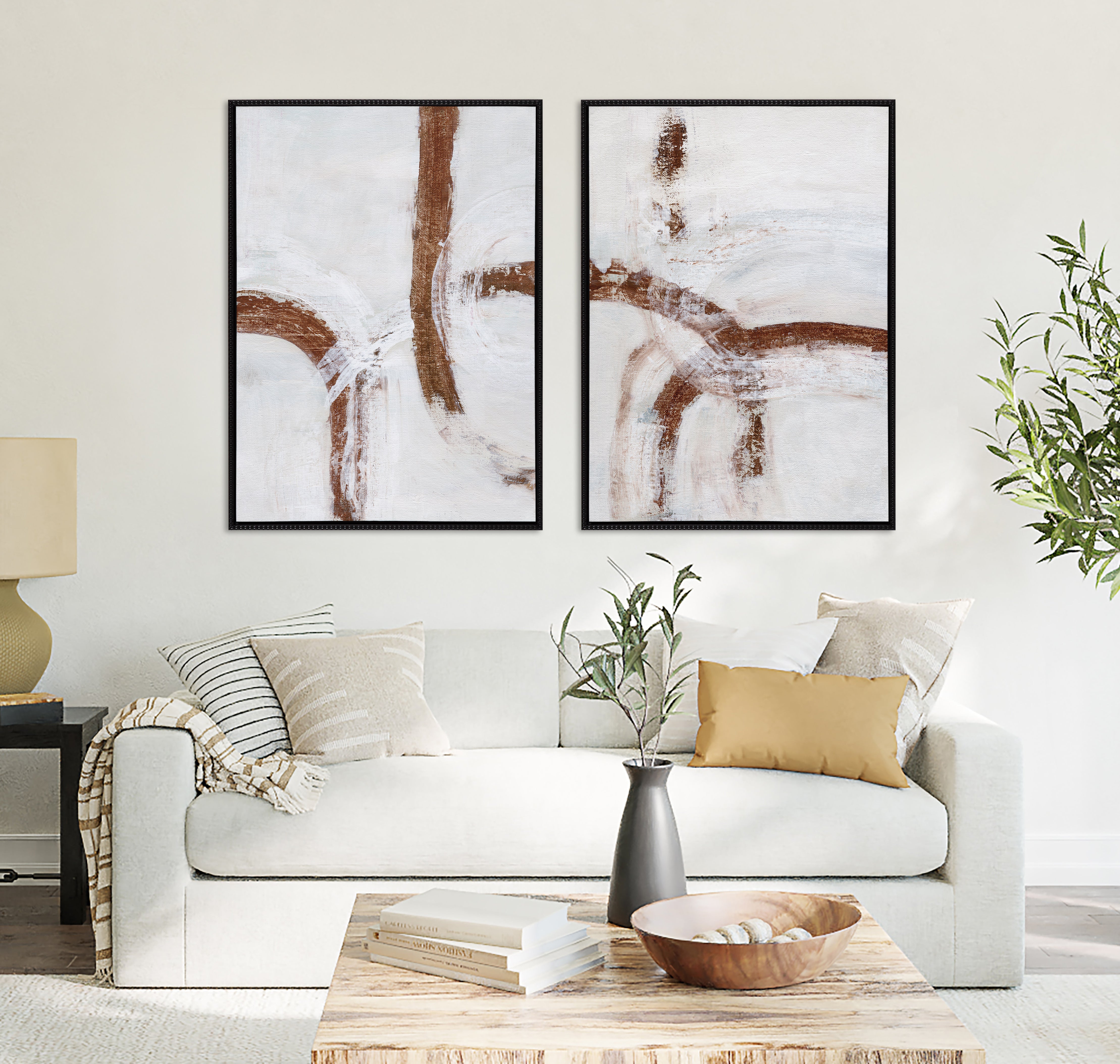 Sylvie Beaded Pathways of Time I and II Framed Canvas Art Set by Nikita Jariwala