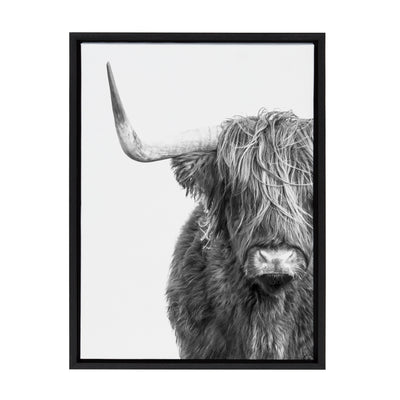 Sylvie B&W Highland Cow No. 1 Framed Canvas by Amy Peterson Art Studio