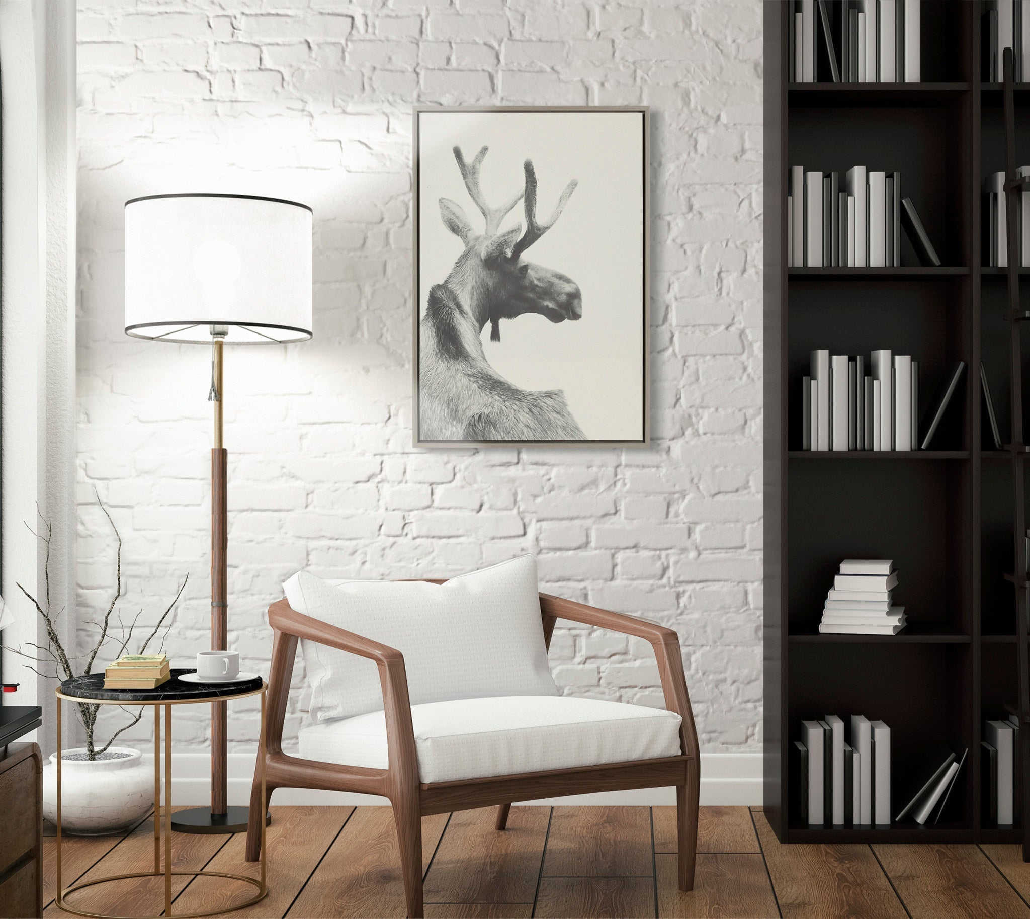Sylvie Moose BW Framed Canvas by kateandlaurel - product image 6 for Resin Society