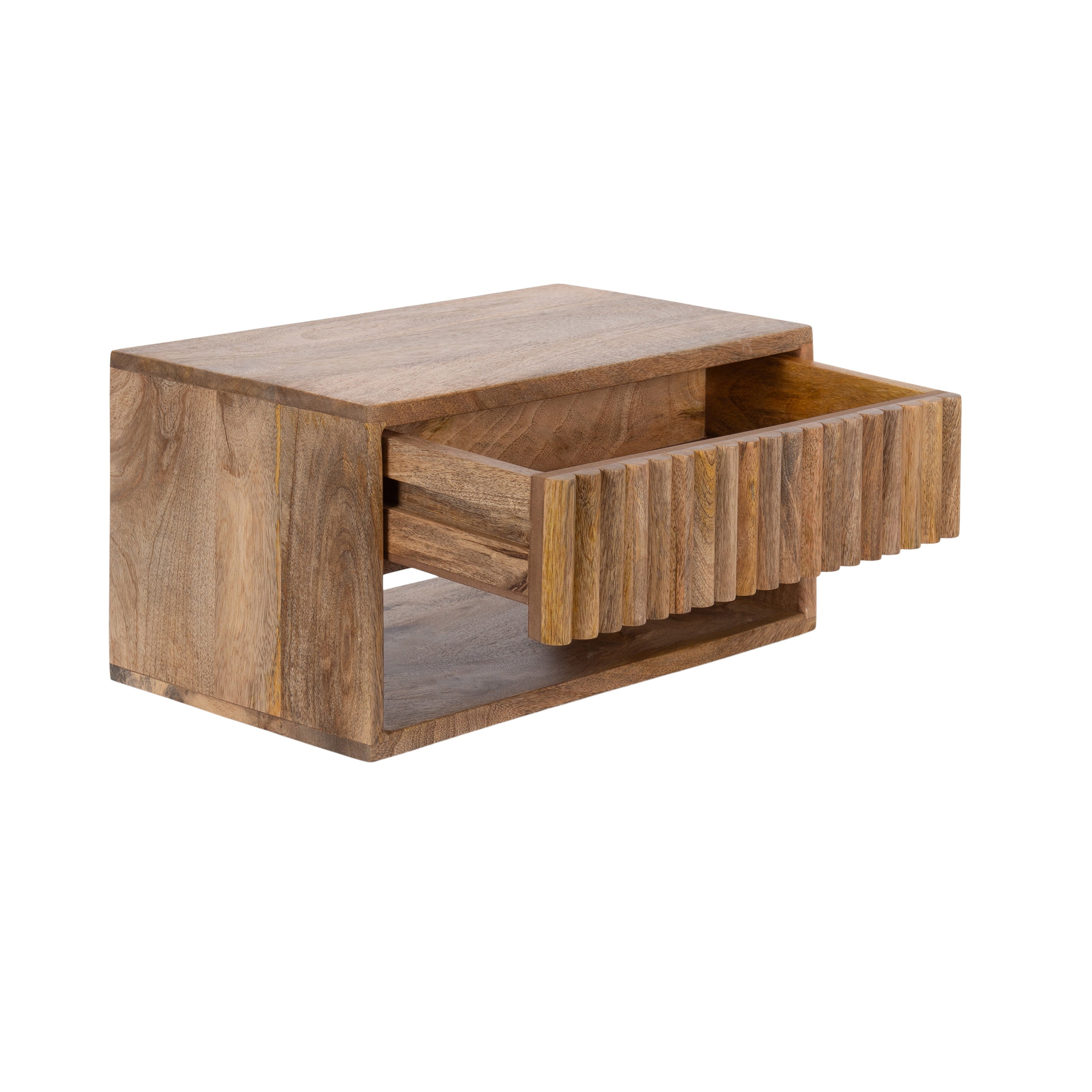 Reid Floating Wood Side Table with Open Storage